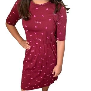 Old Navy Maroon Graphic Love Dress